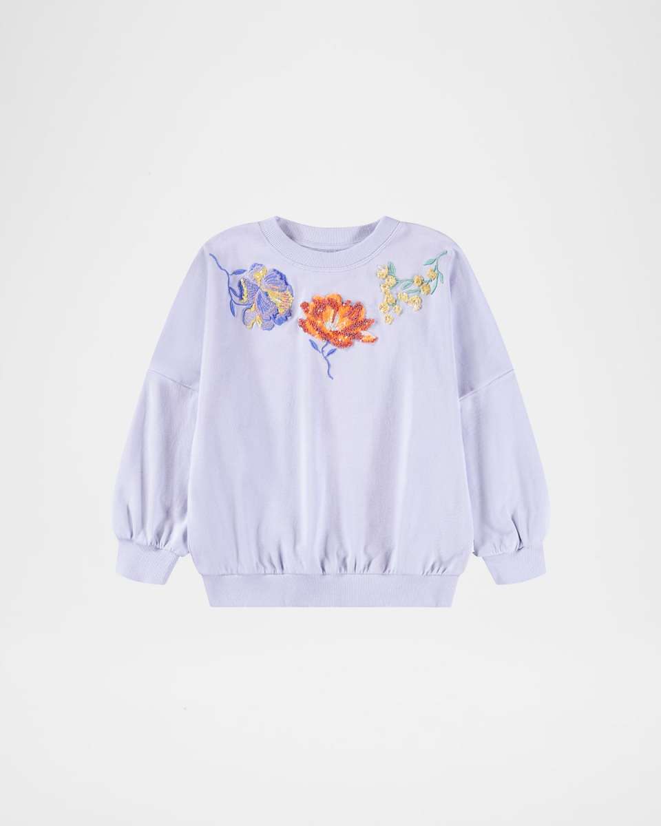 Girl's Marika Floral Embroidered Sweatshirt, Size 8-16